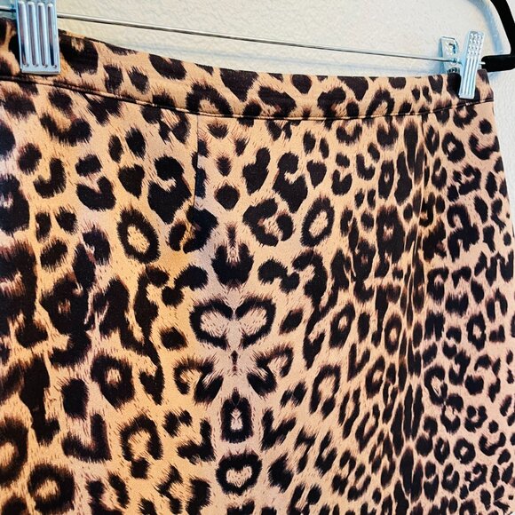 Zara Tan Black Leopard Cheetah Animal Print Faux Suede Mini Skirt | Small - Picture 4 of 5
